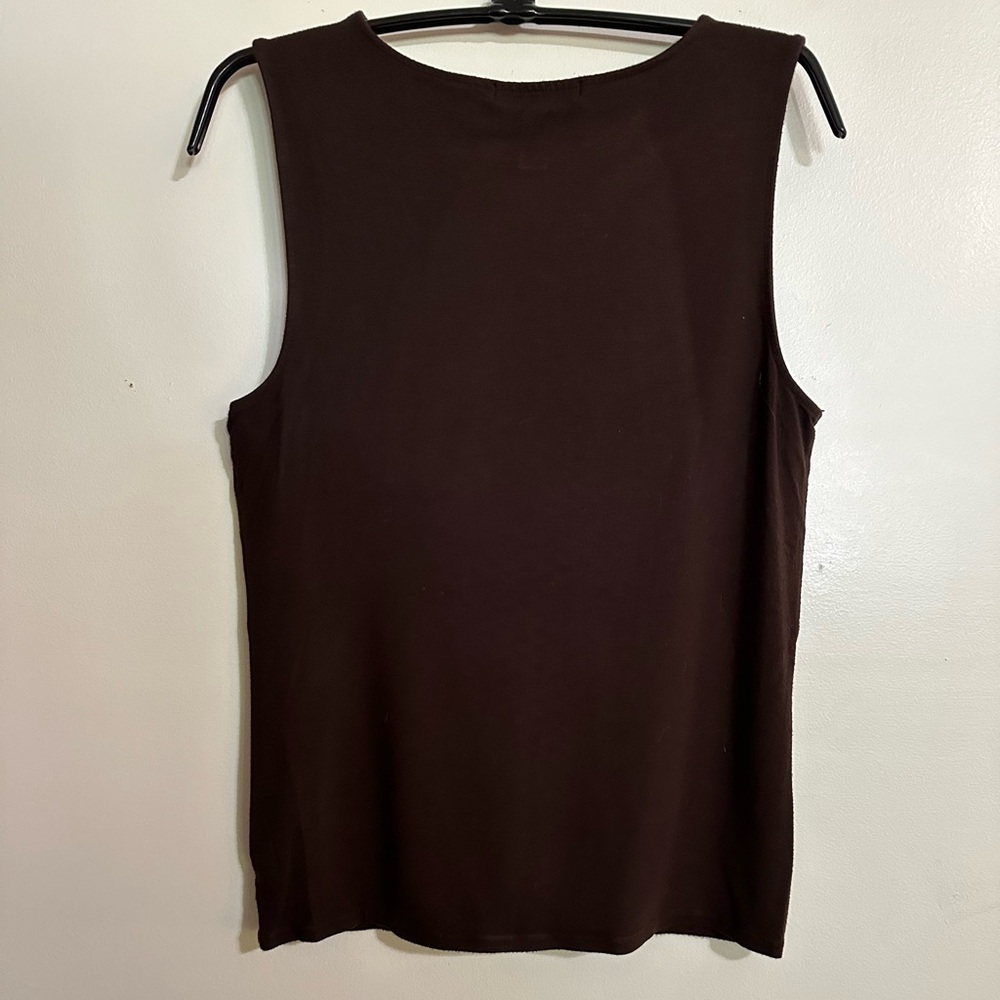 Lauren Ralph Lauren Brown V-Neck Sleeveless Knit Top, Size L - Picture 2 of 5